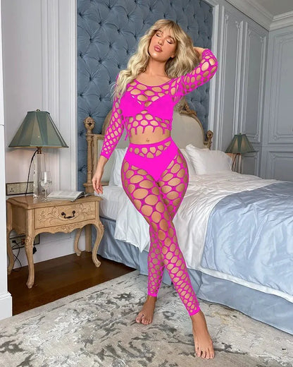 Pressure Applied Large-Net Two-Piece Bodystocking