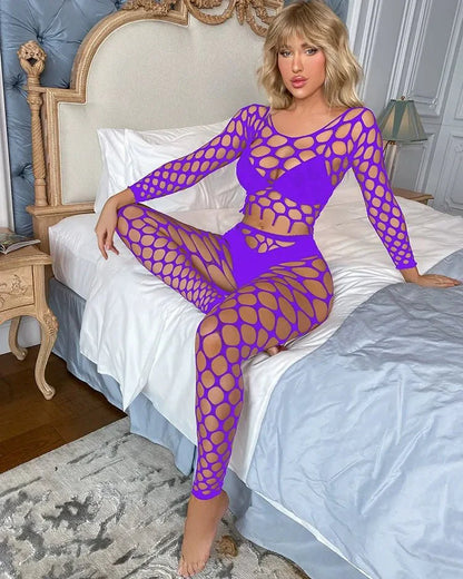 Pressure Applied Large-Net Two-Piece Bodystocking