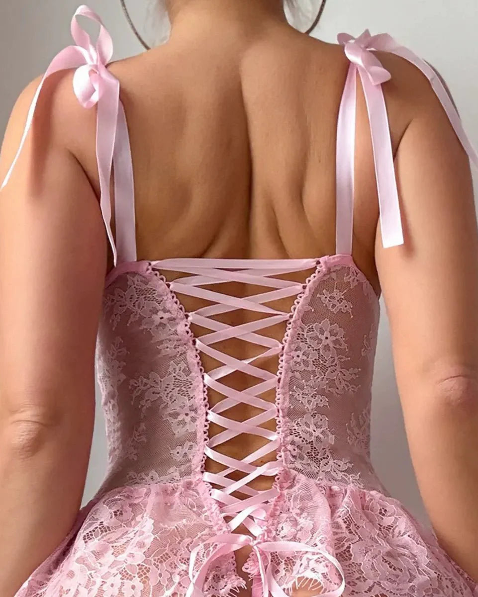 Pretty in Pink Lace Babydoll Lingerie