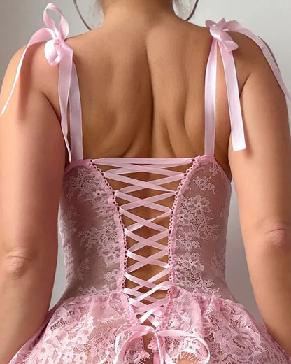 Pretty in Pink Lace Babydoll Lingerie