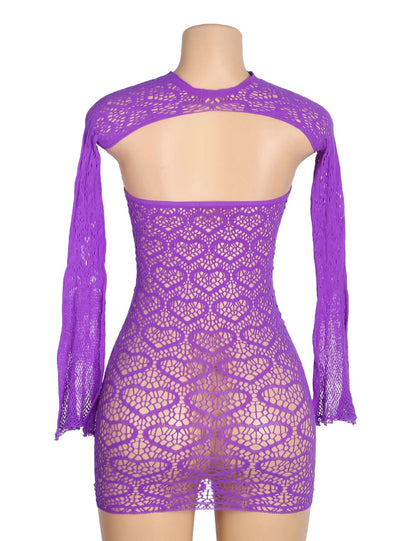 Purple Heart Detail Long Sleeve Dress