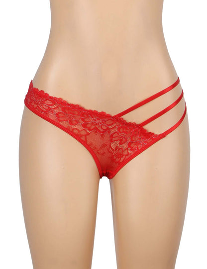 Red Lace Low-Waist Women’s Panty with Thin Straps