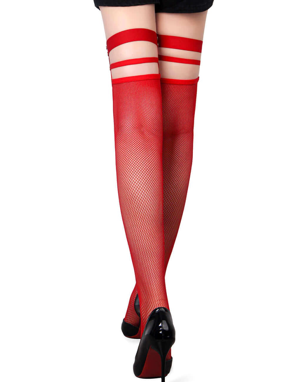 Red Mesh Fishnet Leg Stocking – Bold & Stylish
