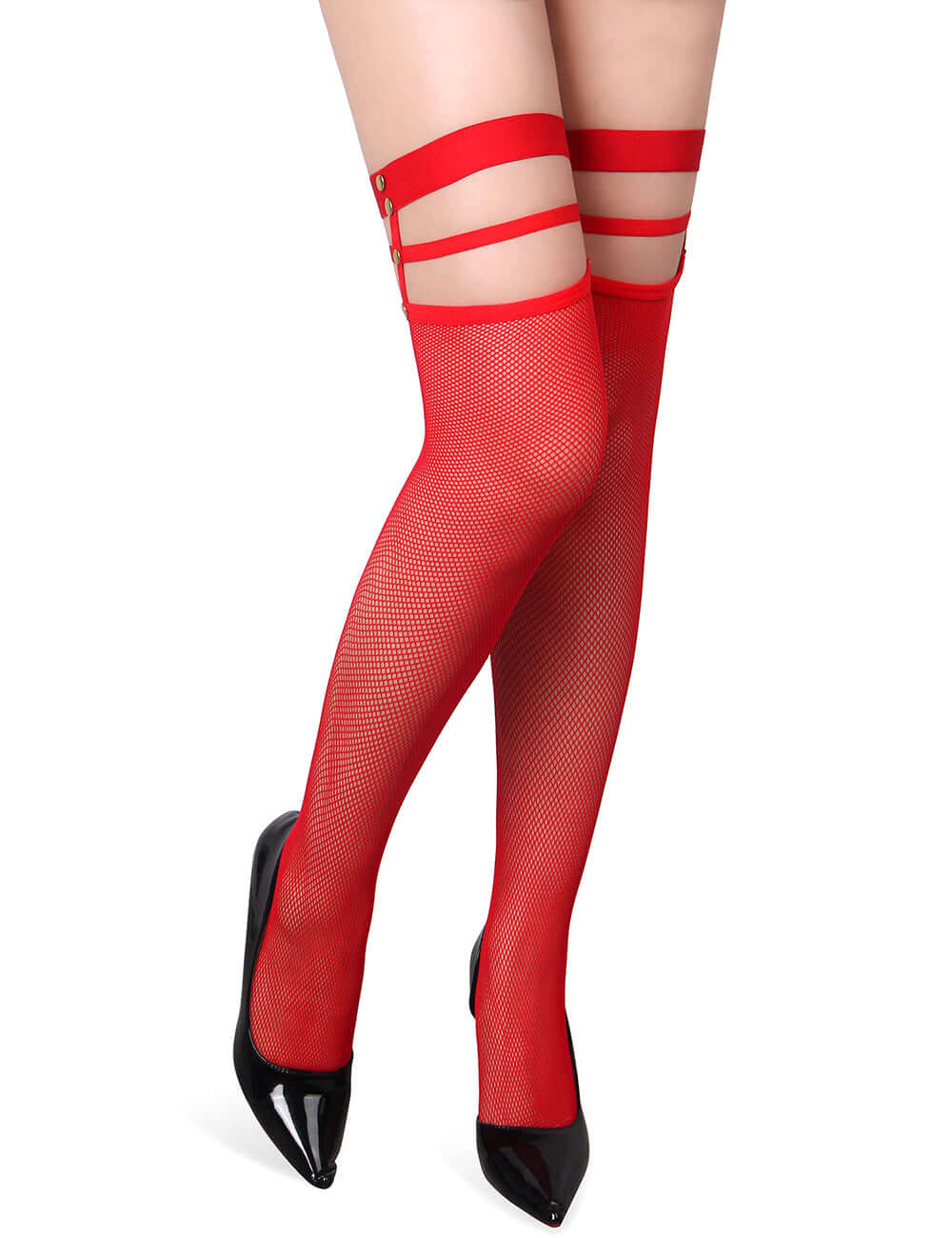 Red Mesh Fishnet Leg Stocking – Bold & Stylish