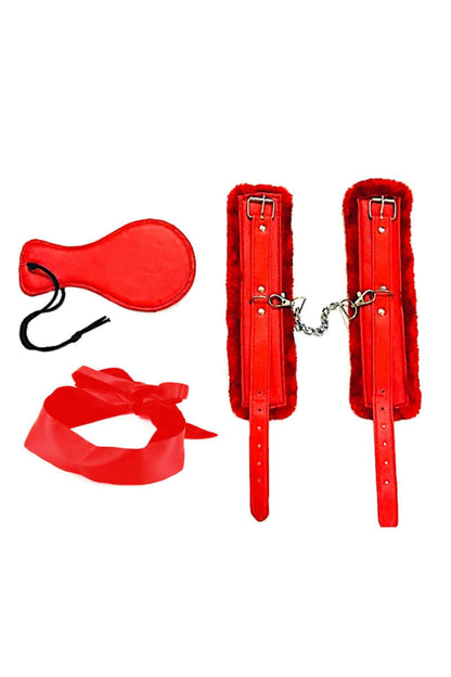 3 Pcs Red Leather BDSM gift set.