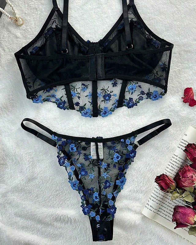 Rosé All Dazed Sheer Embroidered Lingerie