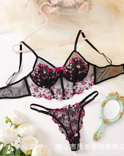 Rosé All Dazed Sheer Embroidered Lingerie