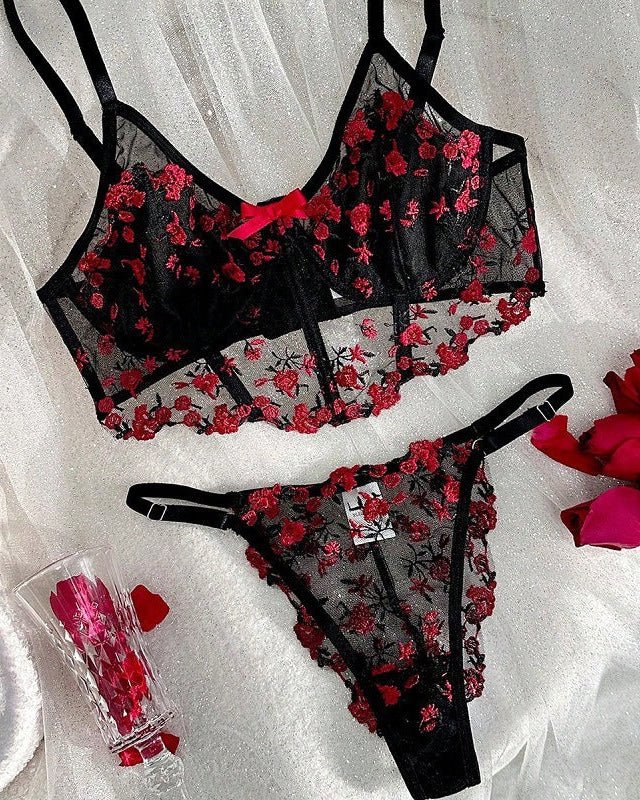 Rosé All Dazed Sheer Embroidered Lingerie