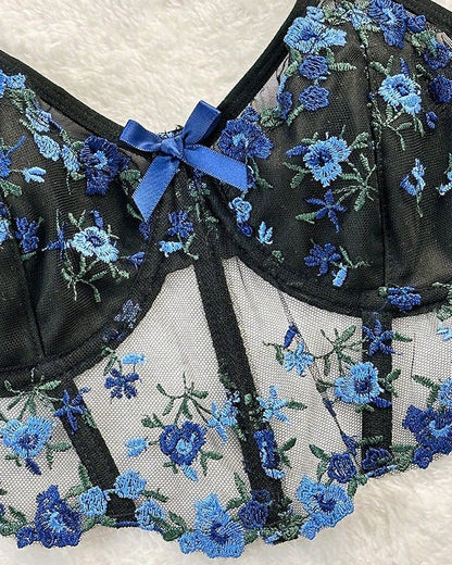 Rosé All Dazed Sheer Embroidered Lingerie