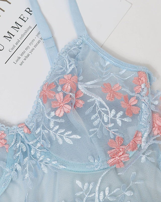 Bluebell Bliss Two Piece Mesh Lingerie