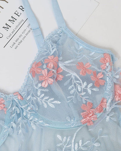 Bluebell Bliss Two Piece Mesh Lingerie