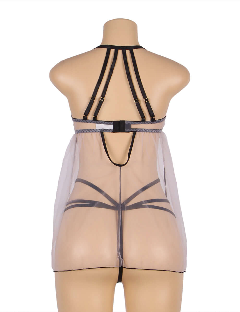Sexy Mesh Transparent Babydoll with Adjustable Shoulder Straps in Light Purple