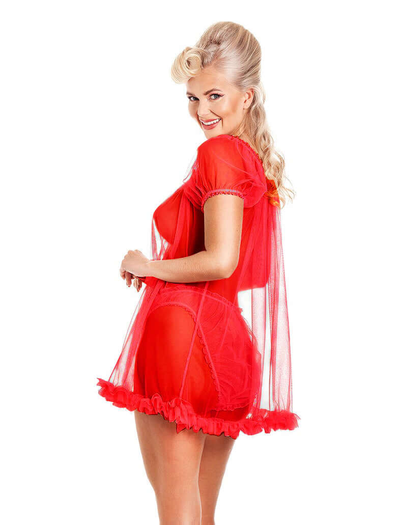 Sexy & Hot Red Baby Doll Lace Lingerie