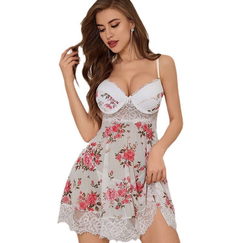 Soft But Spicy Whisper Floral Lace Babydoll Lingerie