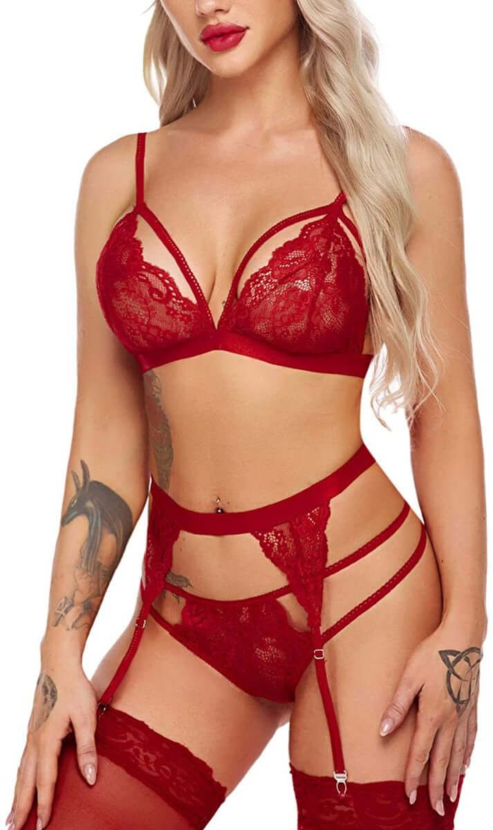 Strappy Lace Lingerie Set