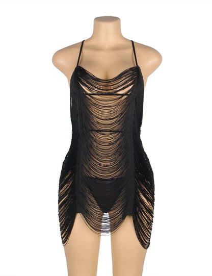 Tassel Waves Transparent Babydoll Dress
