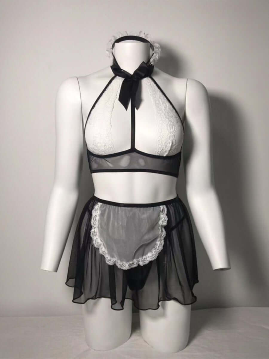 Halter Neck Maid Lingerie With Hairband