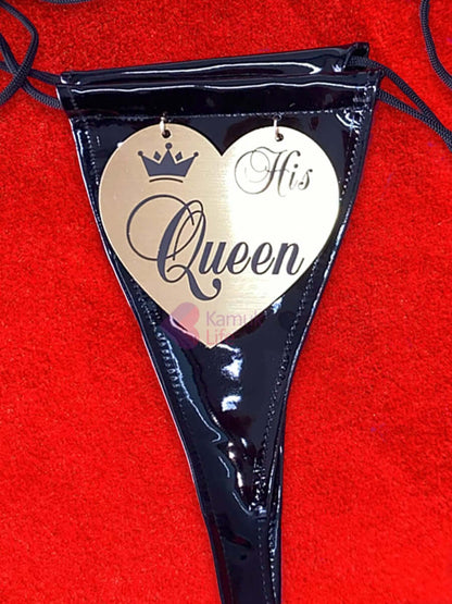 Black Latex King & Queen Sexy Lingerie Set