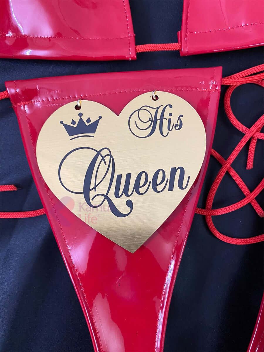 Red Latex King & Queen Sexy Lingerie Set