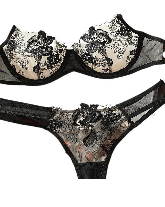 Twilight Playful Sheer Embroidered Bra & Thong Lingerie