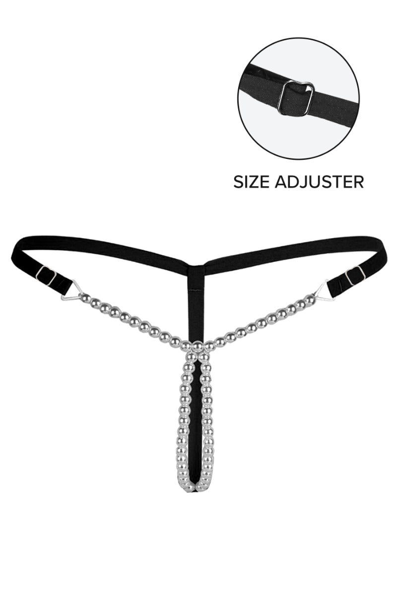 Twin Black-White pearl beaded Sexy Thong