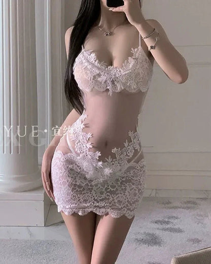 Underestimate Me Once Lace Illusion Bodycon Lingerie