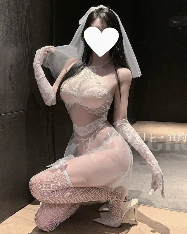 Wedding Night Energy Bride Lace Lingerie Set