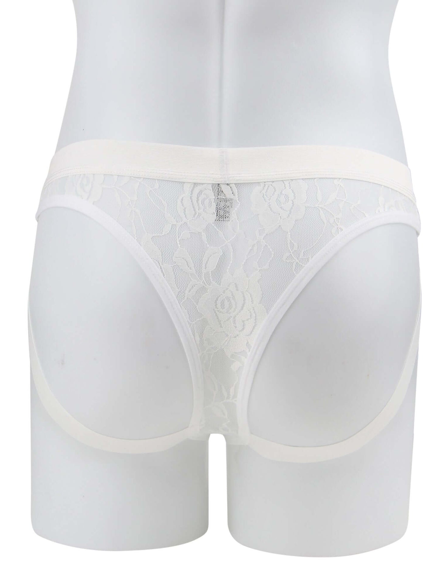 Men’s White Lace Jockstrap with Elastic Waistband