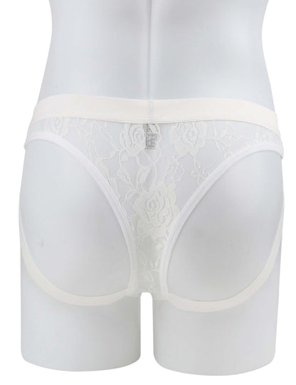 Men’s White Lace Jockstrap with Elastic Waistband