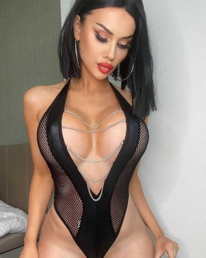 Wild Devotion Metallic Chain Mesh Lingerie