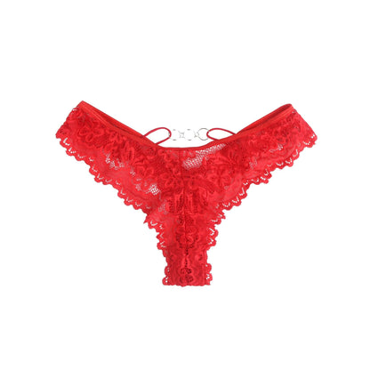 Women’s Red Lace Heart Cut-out Bodysuit