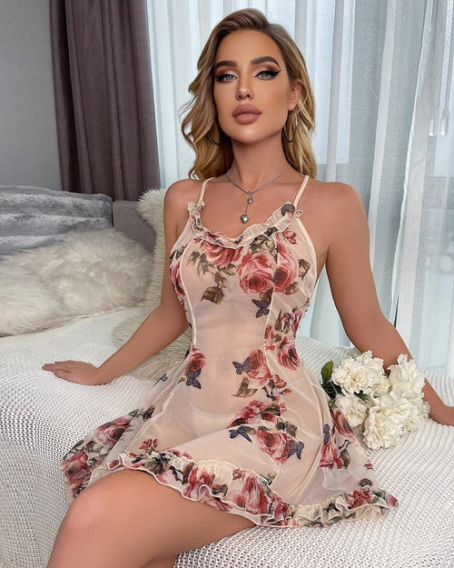 Yvette’s Rose Lace Babydoll Lingerie